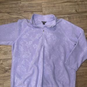 Eddie Bauer Lavender Floral Quarter-Zip Crew Sweater